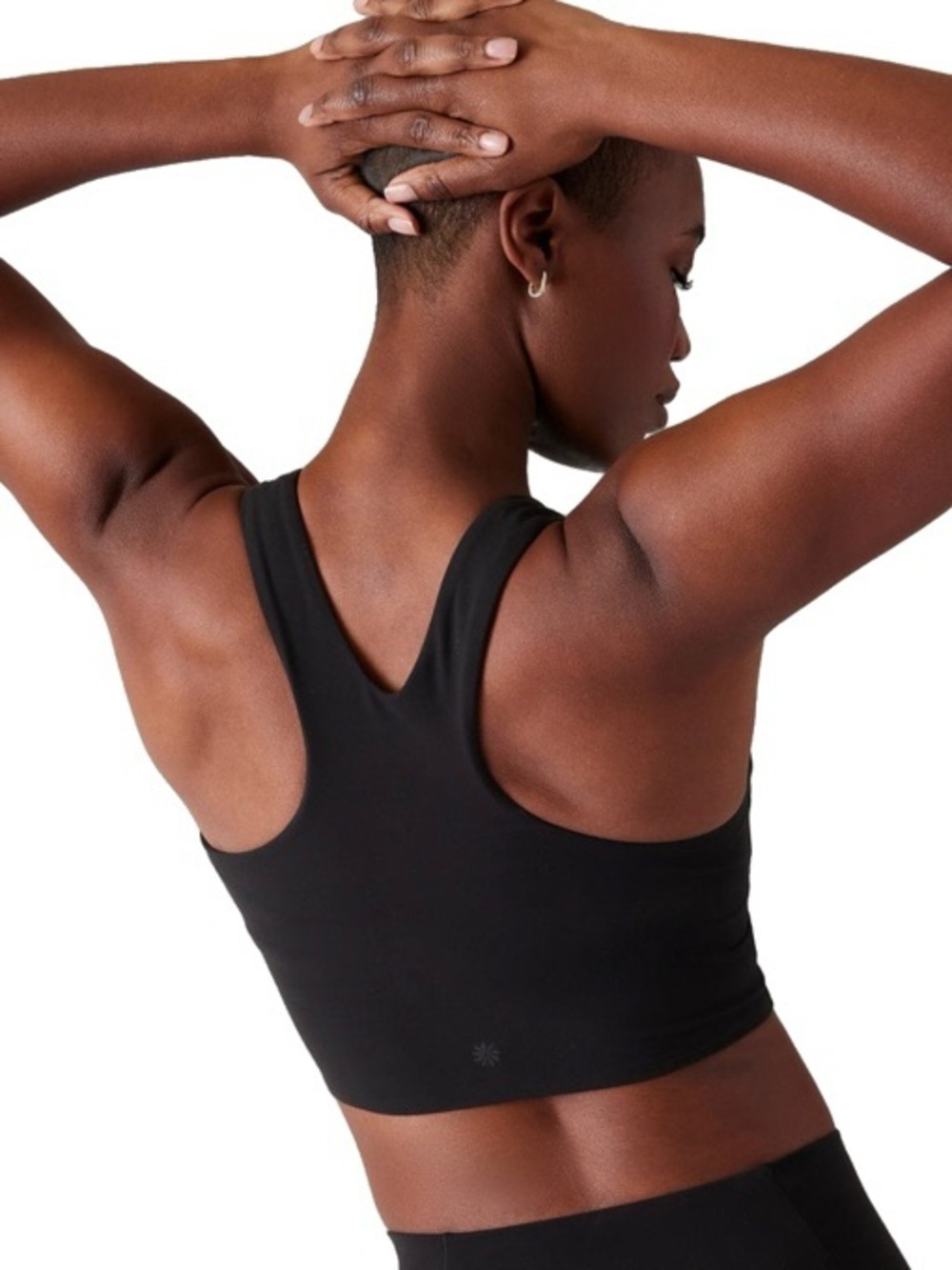 Athleta Conscious Black Crop Racerback Longline Classic Sports Bra size XS